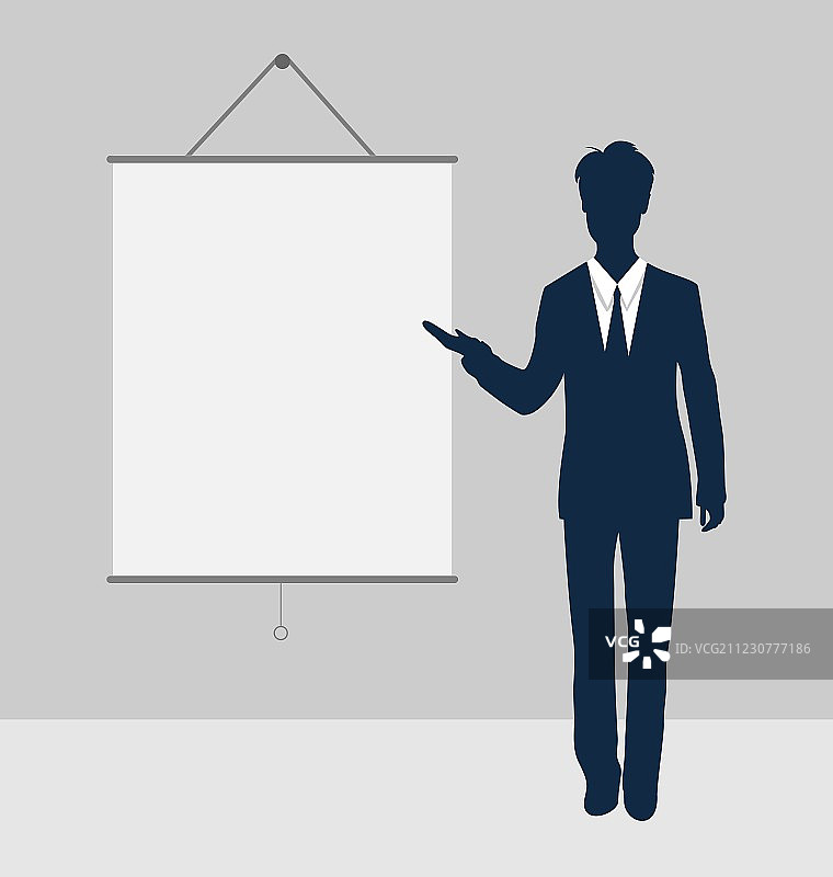 经理站在空白演示板附近图片素材