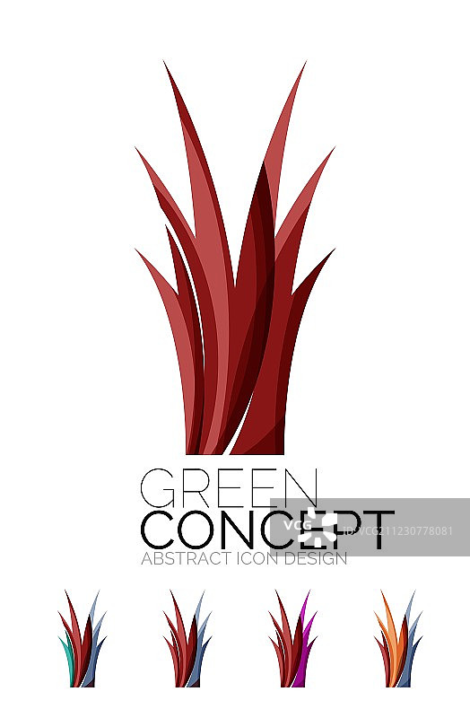 一套抽象的生态植物图标商业标志类型图片素材