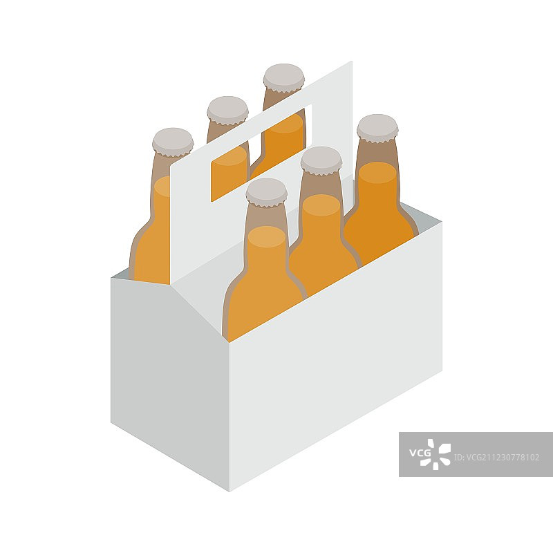 带提手的纸板箱中的六个瓶子图标图片素材