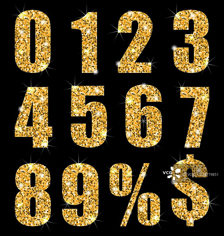 金色纹理数字符号合集图片素材