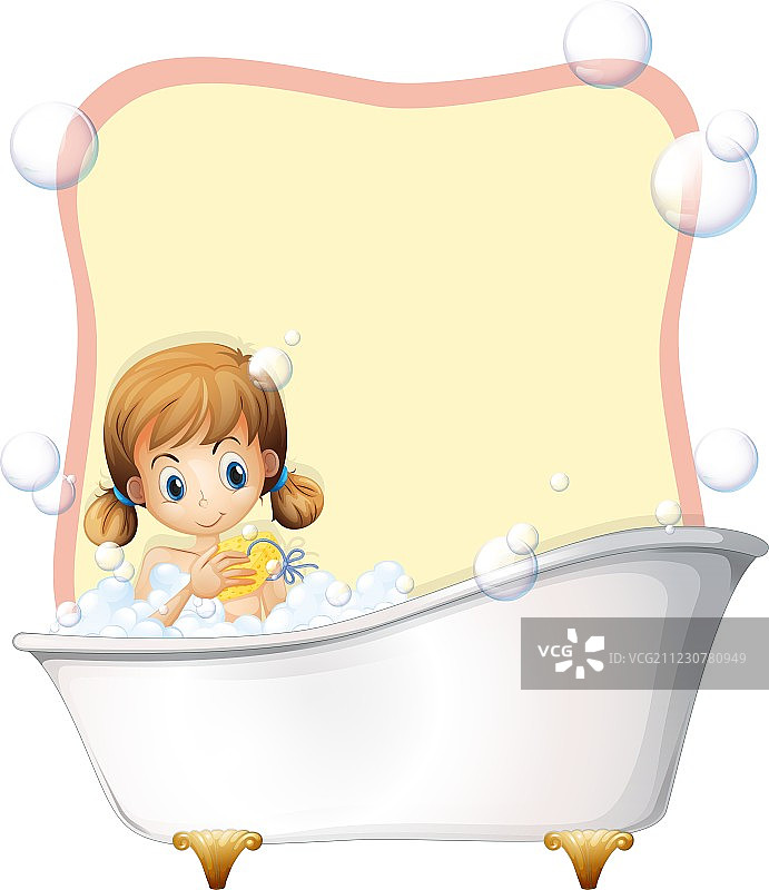 小女孩洗澡图片素材