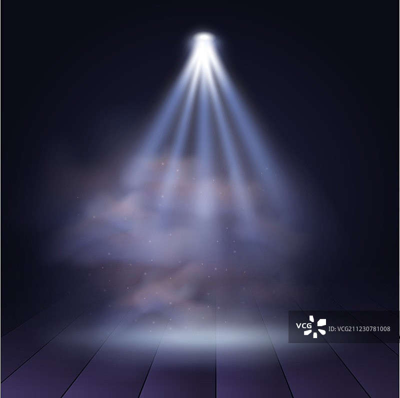 迪斯科聚光灯照亮的木制场景图片素材