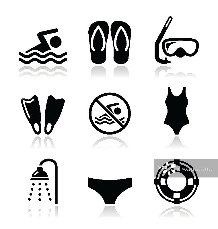 潜水运动图标合集图片素材