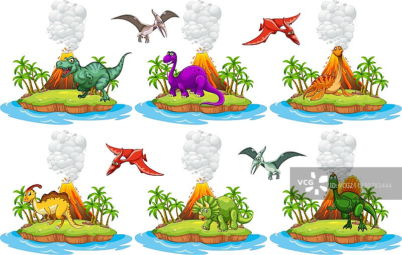 岛屿上的恐龙图片素材