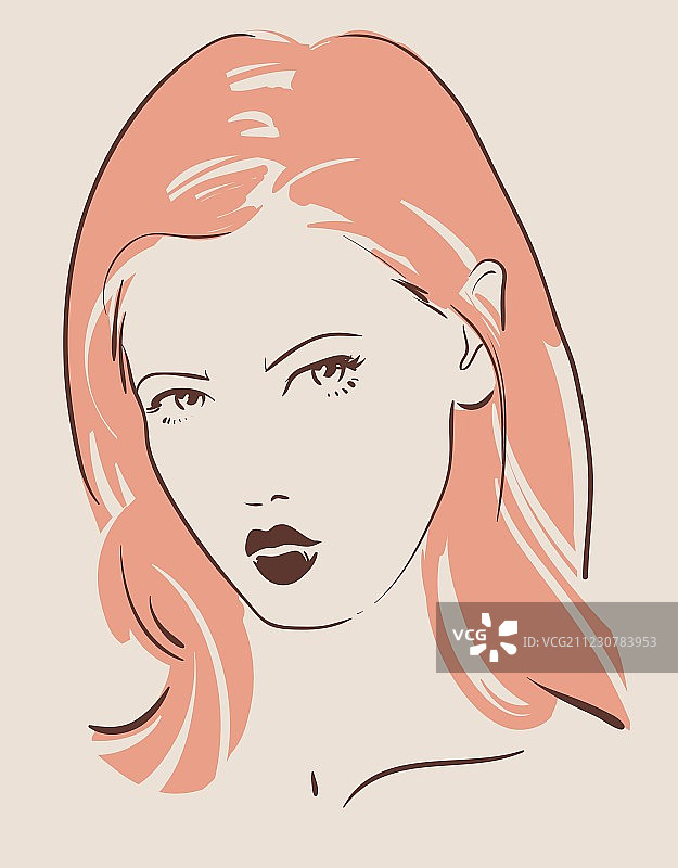 手绘美丽的女人脸部图片素材