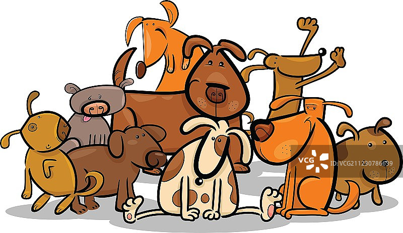 卡通可爱狗狗群图片素材