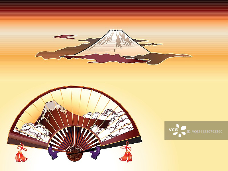 富士山折扇图片素材