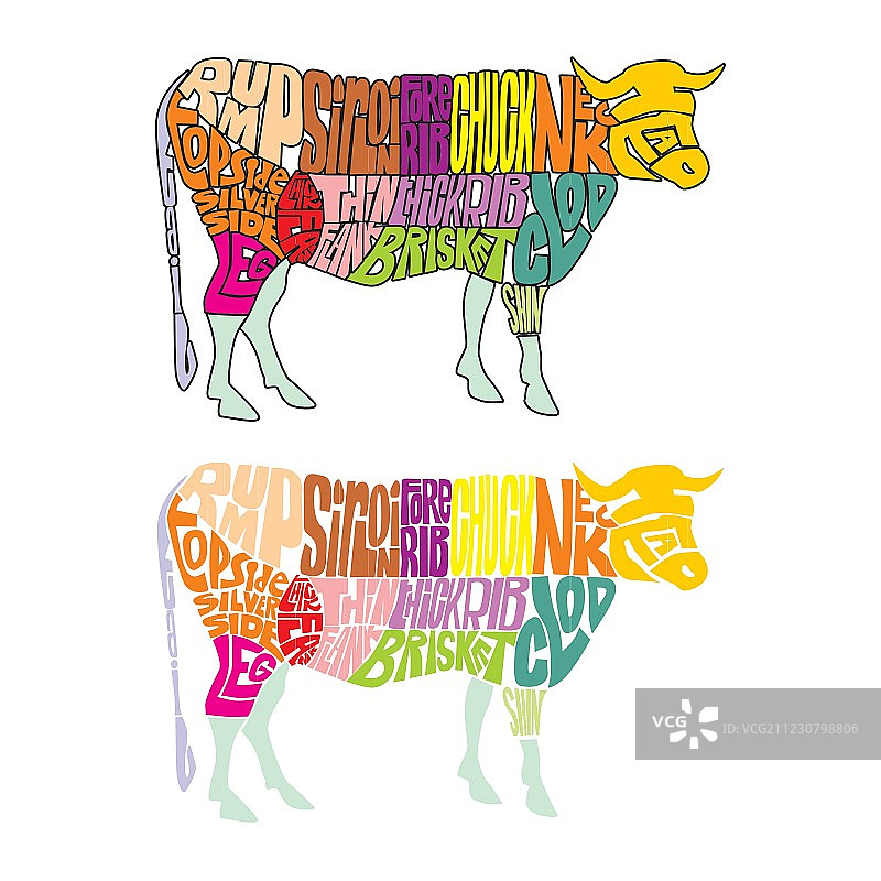 奶牛身体部位图片素材