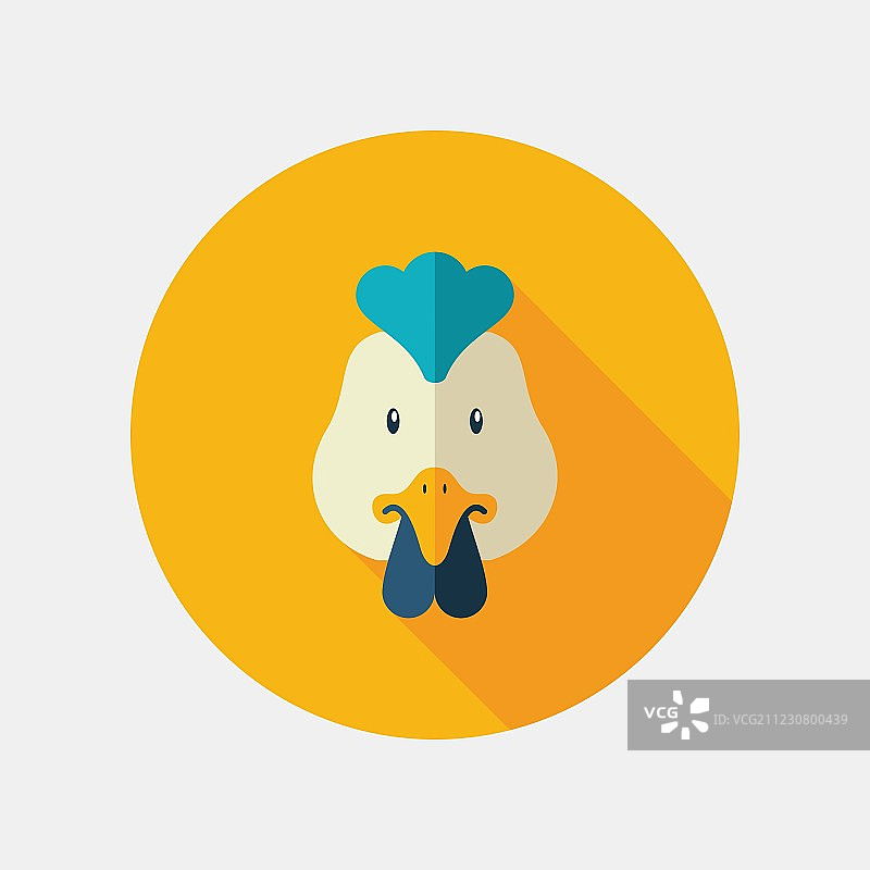 长阴影的扁平风格鸡肉图标图片素材