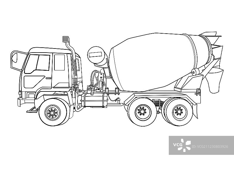 白色背景上的水泥搅拌车图片素材