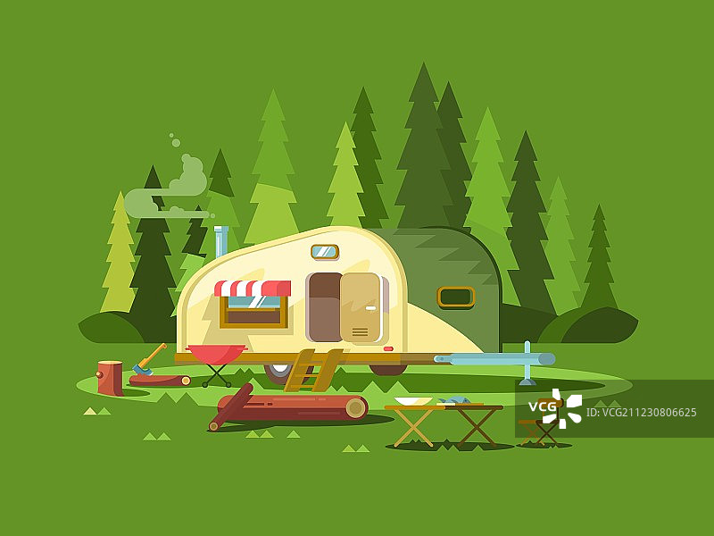 森林旅行拖车图片素材