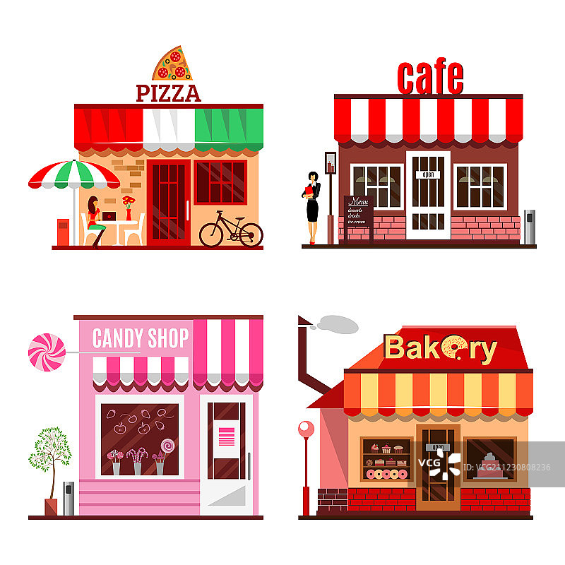 精致的扁平化城市公共设施图片素材