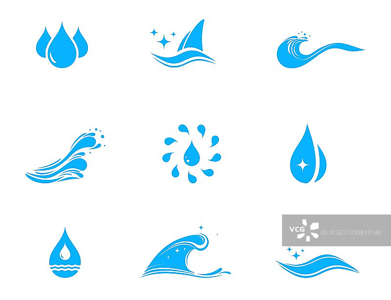 水滴波浪图标合集图片素材