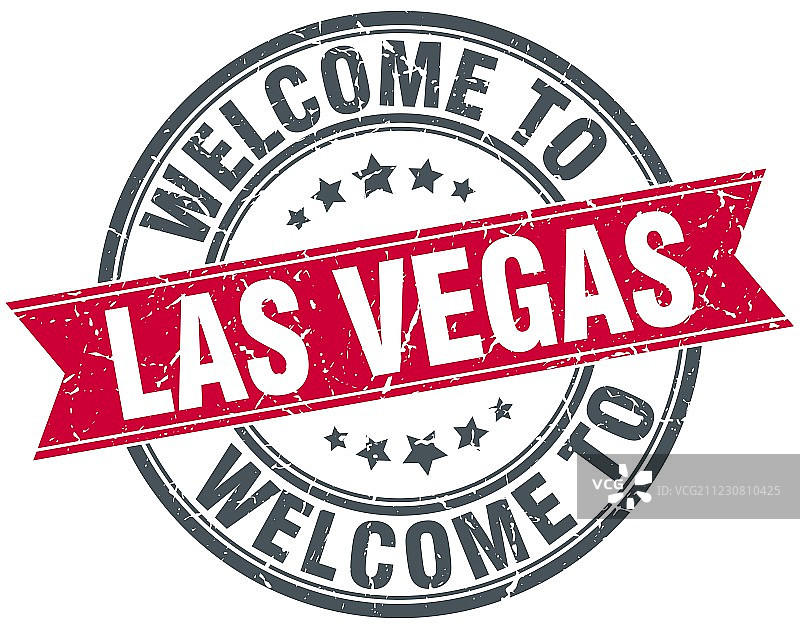 欢迎来到拉斯维加斯红色复古印章图片素材