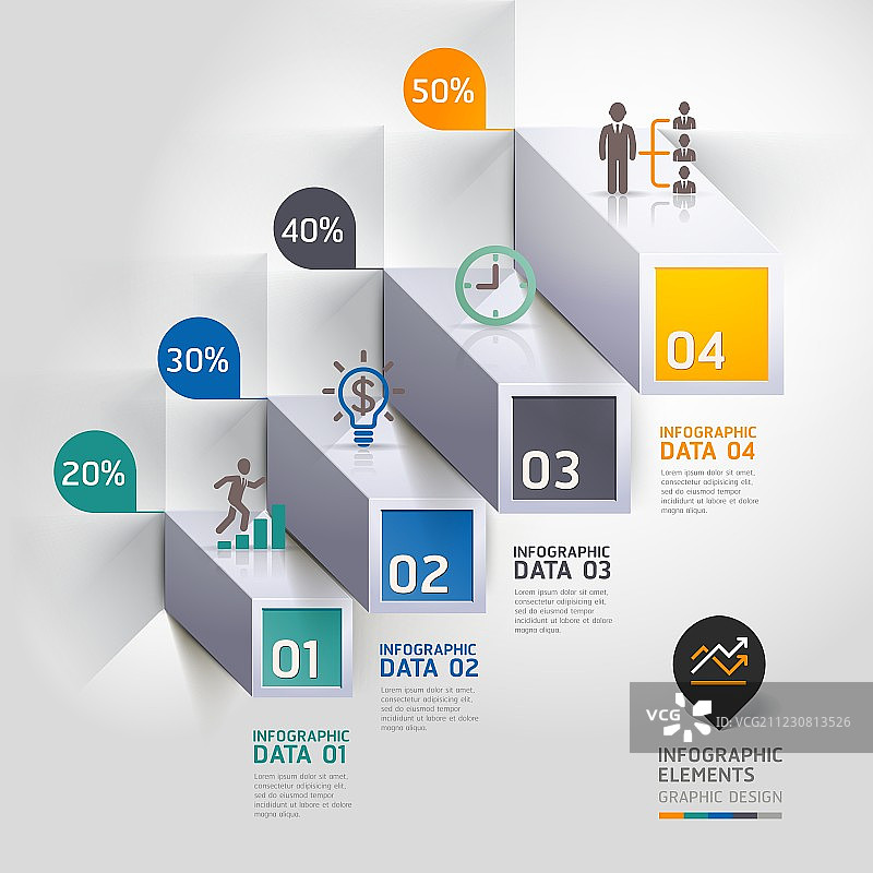 3D商业信息图阶梯图图片素材
