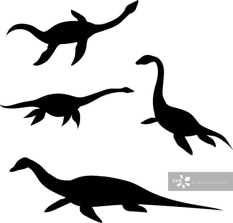 蛇颈龙剪影图片素材