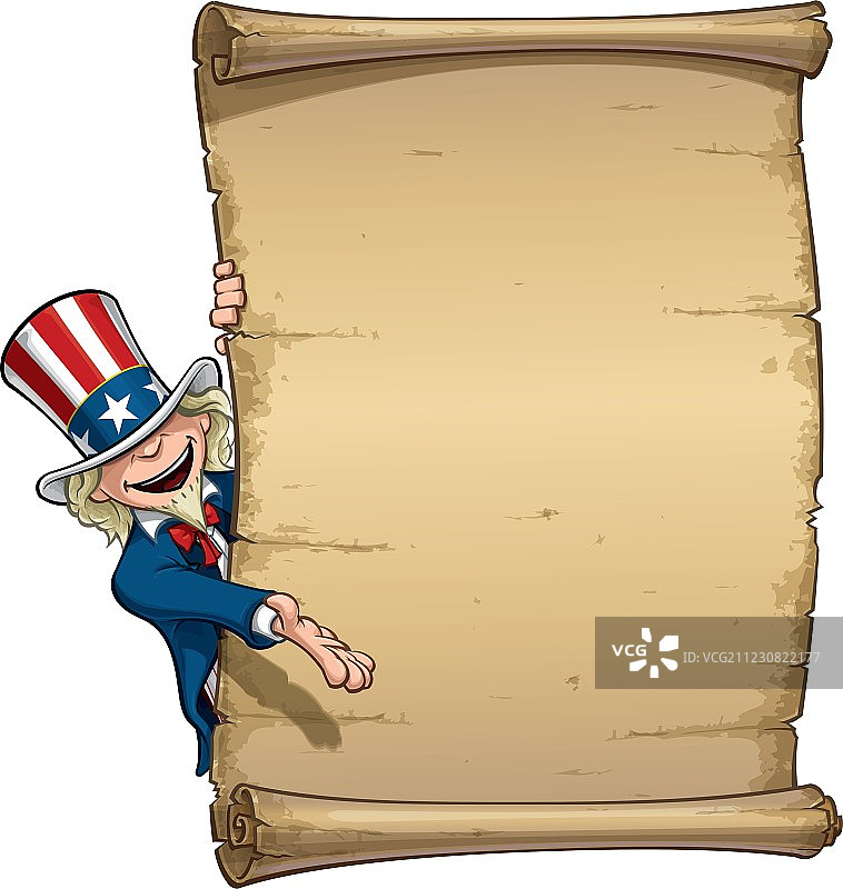 山姆大叔在《独立宣言》上签字图片素材