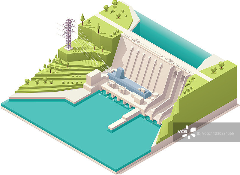 2.5D水力发电站图片素材