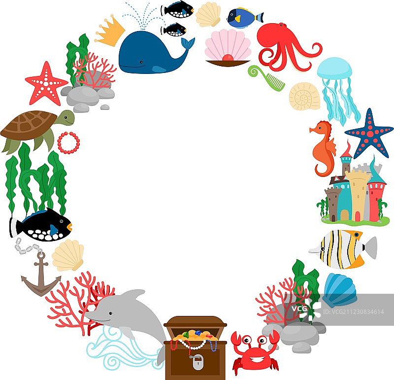 海洋生物圆形边框图片素材