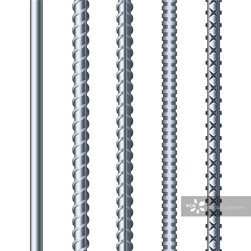 白色背景上的钢筋图片素材