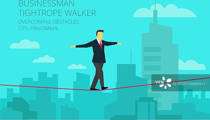 走钢丝的商人图片素材