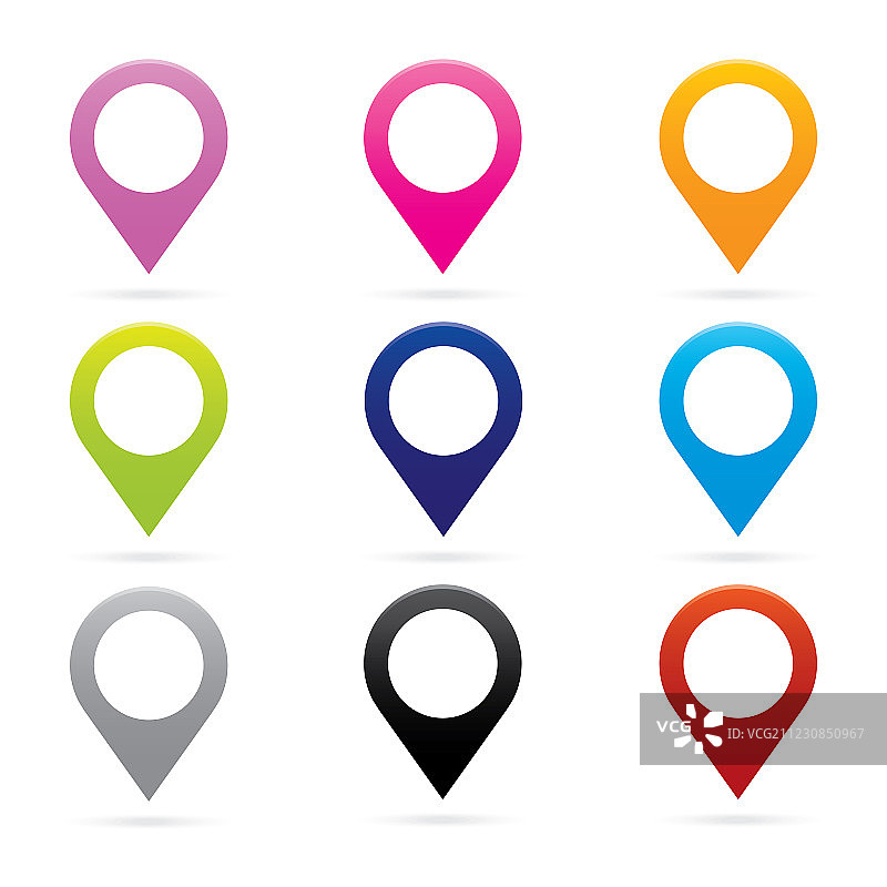 地图指针图标GPS定位旗帜套装图片素材
