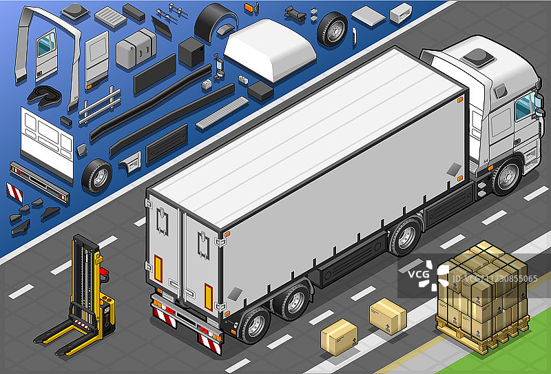 2.5D冷藏卡车后视图图片素材