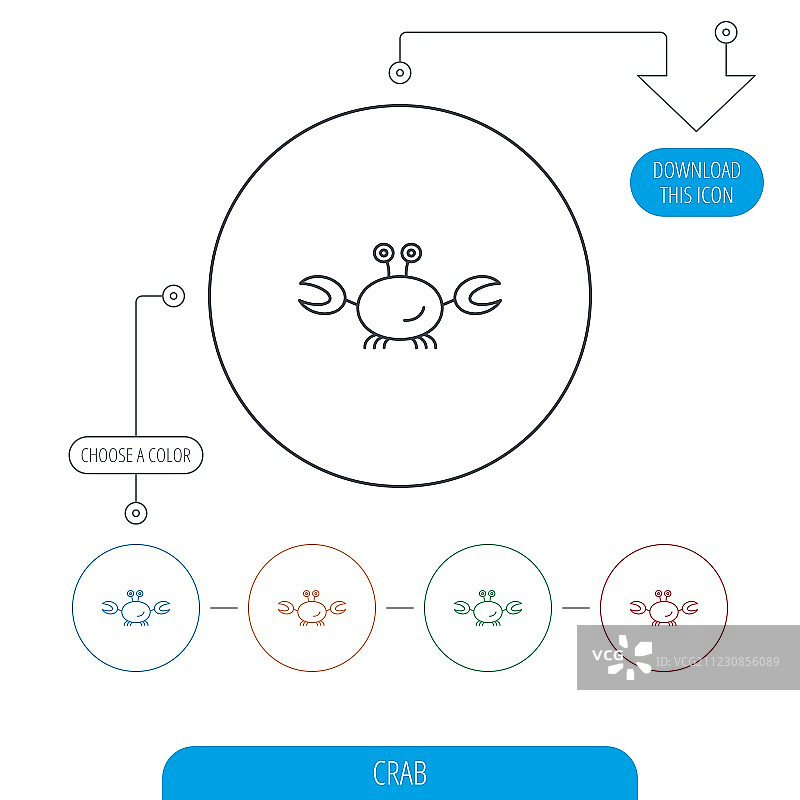 巨蟹座贝类标志螃蟹图标图片素材