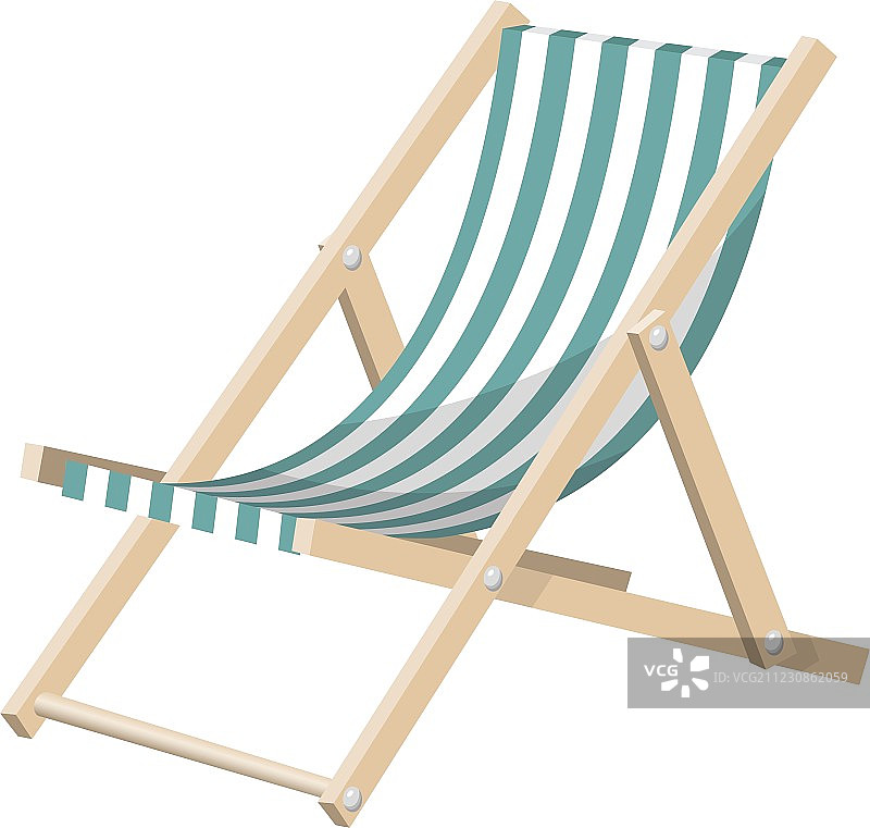 白色背景上的条纹沙滩椅图片素材
