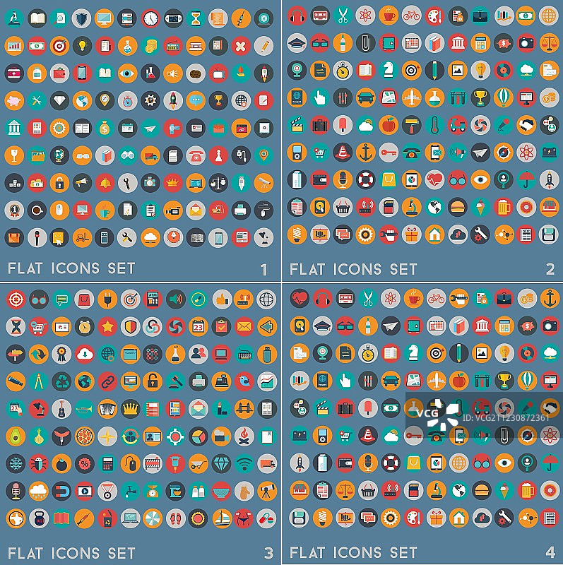 各种现代扁平风格图标大合集图片素材