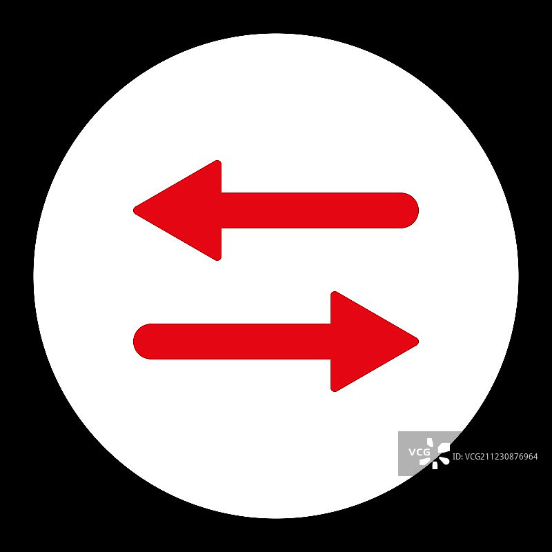 箭头交换水平扁平红白图片素材