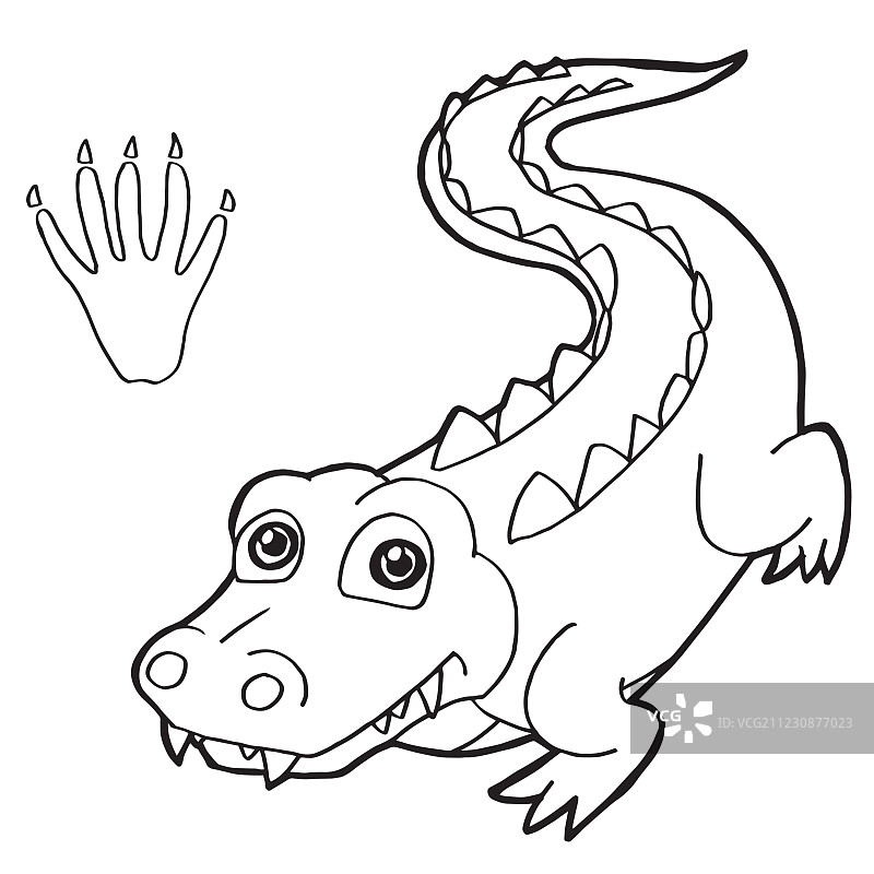 鳄鱼爪印着色页图片素材