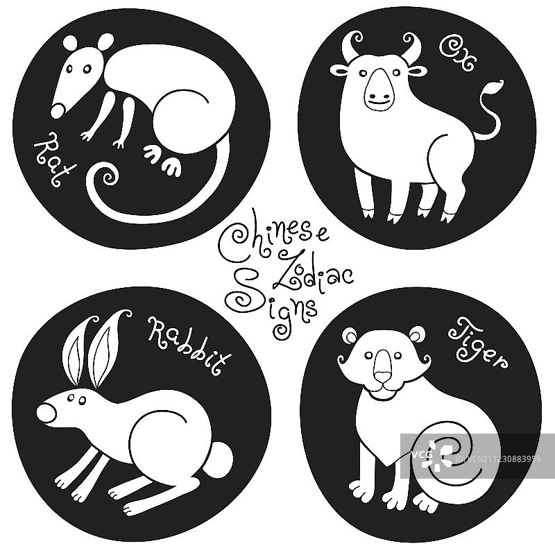 中国十二生肖黑白标志图片素材