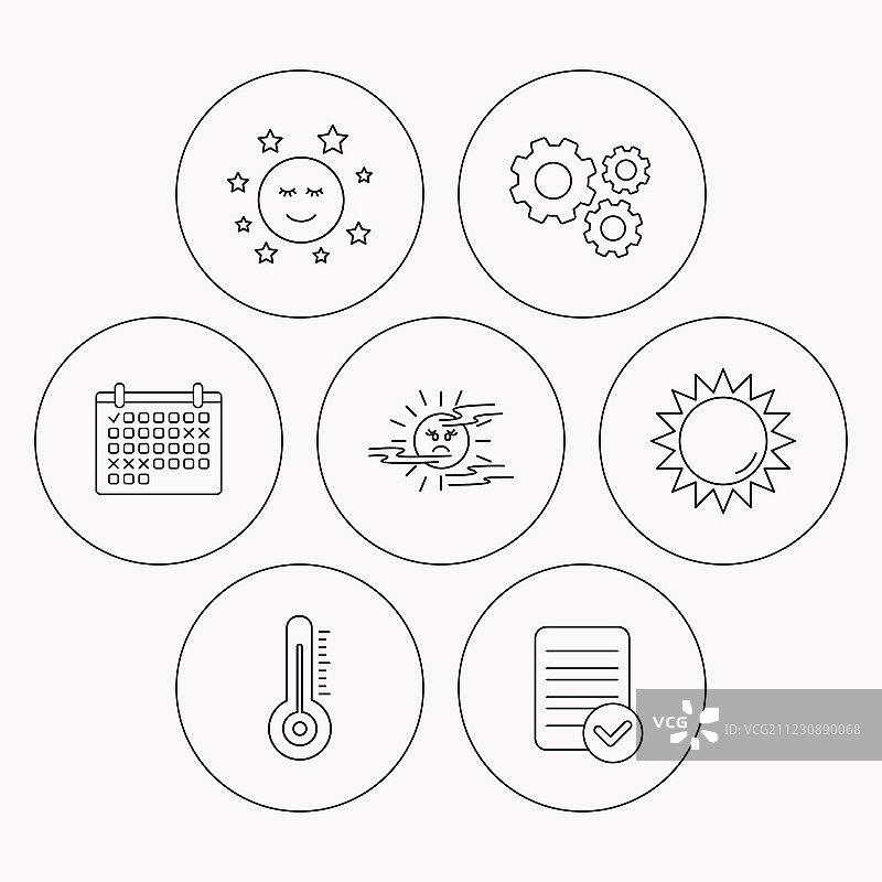 温度计、太阳、雾气和月亮夜晚图标图片素材