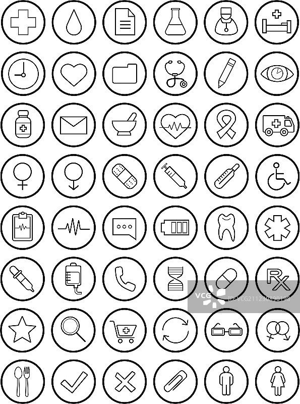 医疗线性图标集图片素材