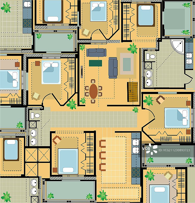 彩色平面房屋图片素材