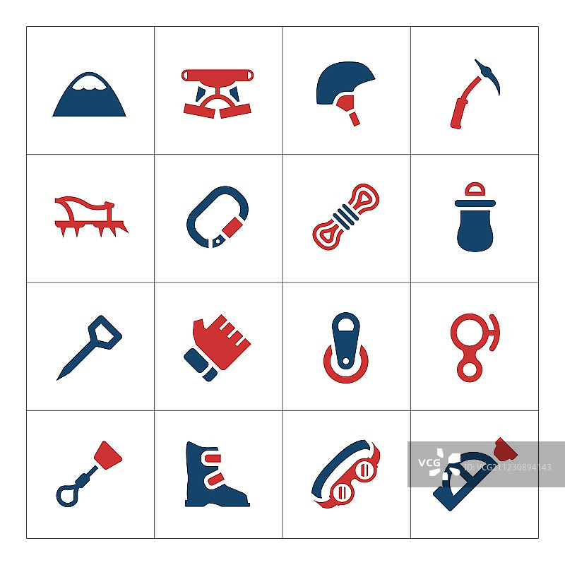 登山彩色图标集图片素材