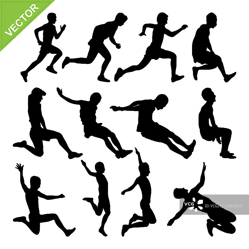 跳远剪影图片素材