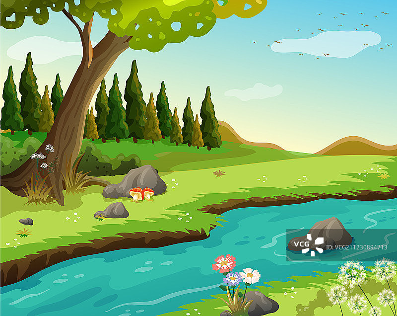 森林中的河流图片素材