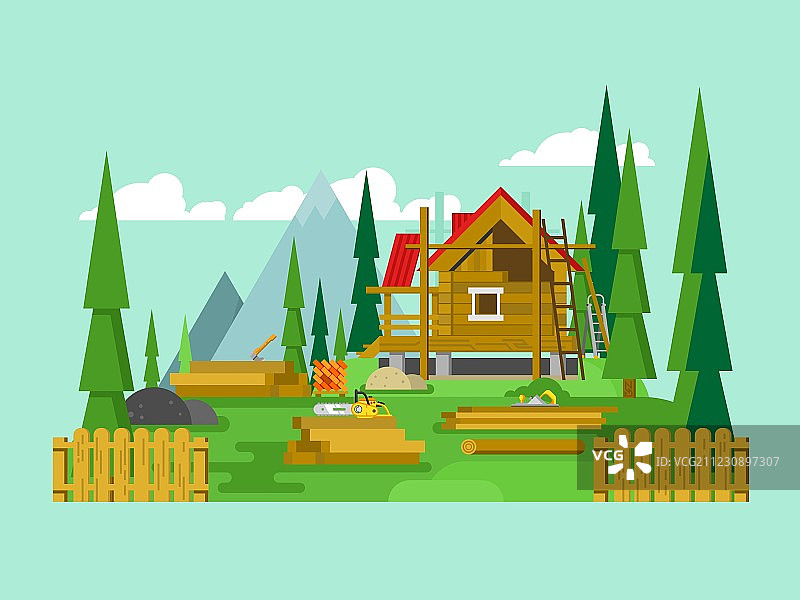 小屋建造图片素材