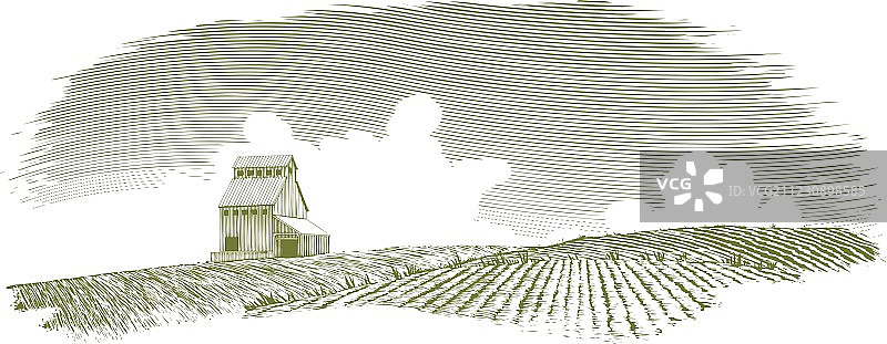 复古粮仓风景图片素材