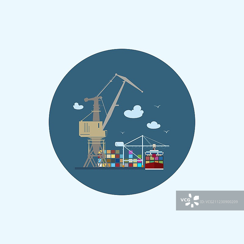 彩色货轮及货物图标图片素材