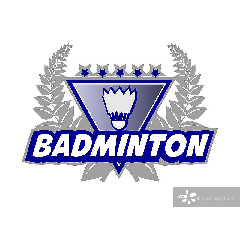 带有褶边和月桂树的羽毛球锦标赛标志图片素材