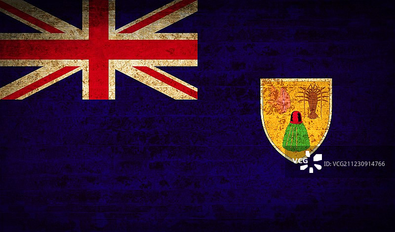 特克斯和凯科斯群岛旗帜与脏纸纹理图片素材