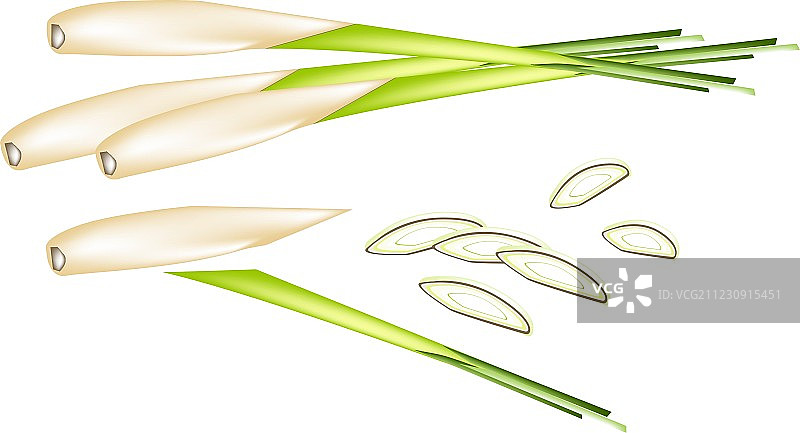 白色背景上的新鲜柠檬草堆图片素材