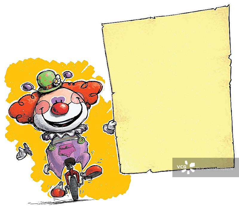 小丑单轮车邀请函图片素材