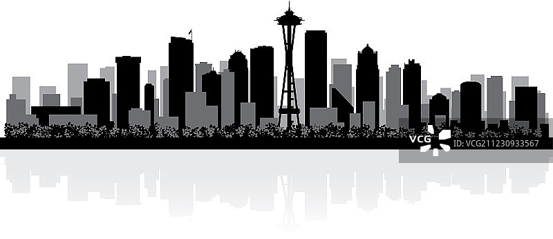 美国西雅图城市天际线剪影图片素材