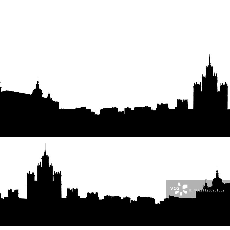 莫斯科城市天际线剪影图片素材