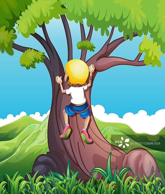 年轻女孩在攀爬图片素材