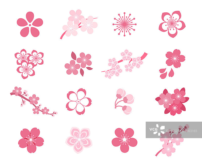 樱花日式樱花图标集图片素材